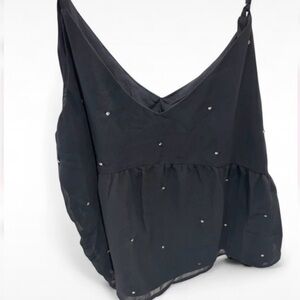 Old Navy Black Beaded V-Neck Peplum Camisole